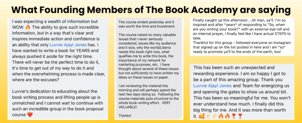 Founding Member - The Book Academy Testimonials